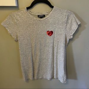 Express TShirt with sequin heart detail